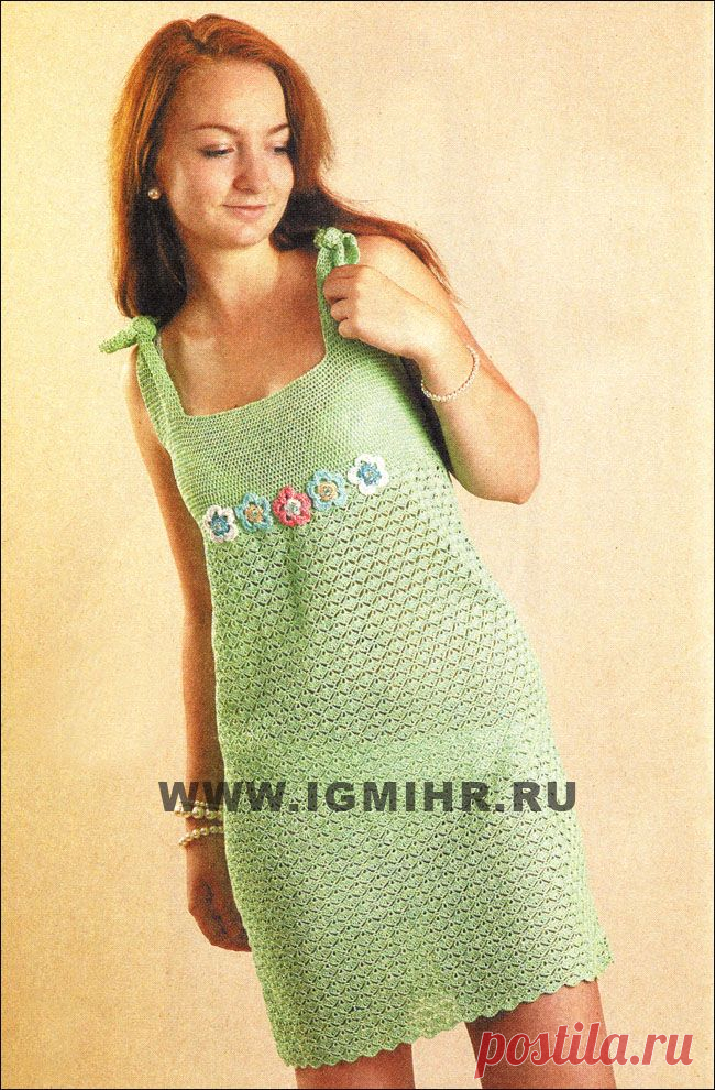 Летний сарафан с цветами для юной девушки. Крючок