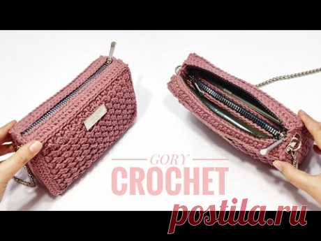 شنطه كروشيه او بورتفيه فاصل بسوسته من الداخل سهله للمبتدئينcrochet bag /tas rajutan/bolsa de crochê