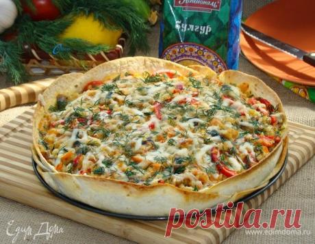 Тарт с булгуром и грибами. Ингредиенты: булгур, грибы, сливки 33-35%