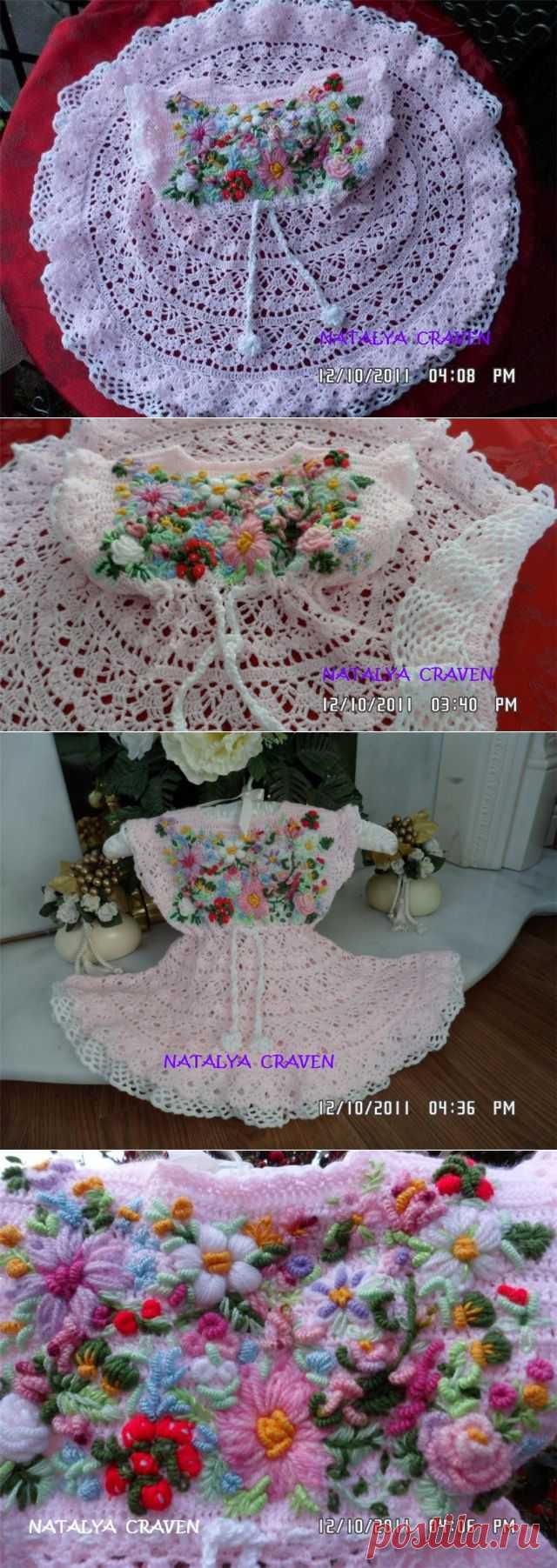 Цветочное платье для внучечки Анечки (крючок).