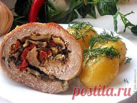 Свиной рулет с перцем и грибами | Радуга