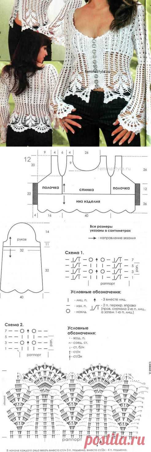 Летняя кофточка спицами и крючком