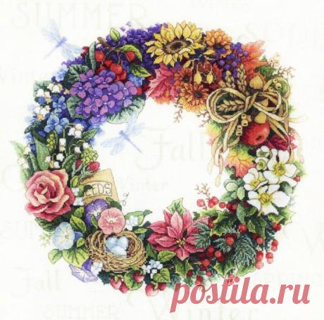 Вышивка &quot;Wreath of all Seasons&quot; | Схема вышивки | Скачать