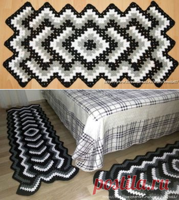 Коврик «Дорожка» в технике «бабушкин квадрат» - Все своими руками