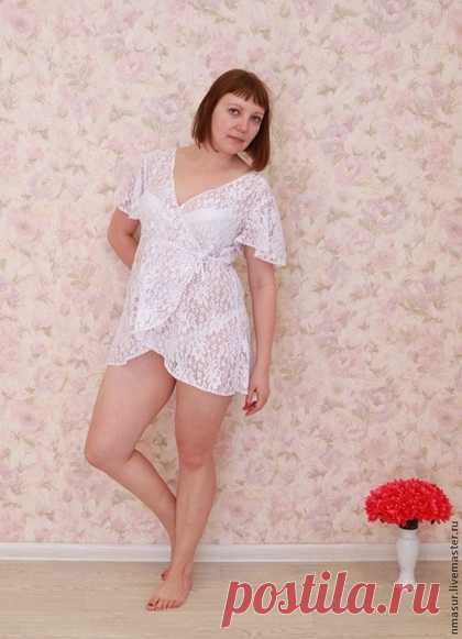 Купить Пеньюар " Белая вуаль" - белый, цветочный, домашний уют, домашняя одежда, халатик