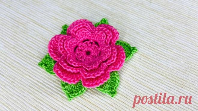 Вязаный крючком цветок объемный с лепестками в несколько ярусов. Мастер-класс с фото. | Повязули. Вязание крючком и вязание С2С. | Яндекс Дзен