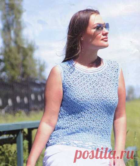 Голубой ажурный топ ~ HandMadiya.com