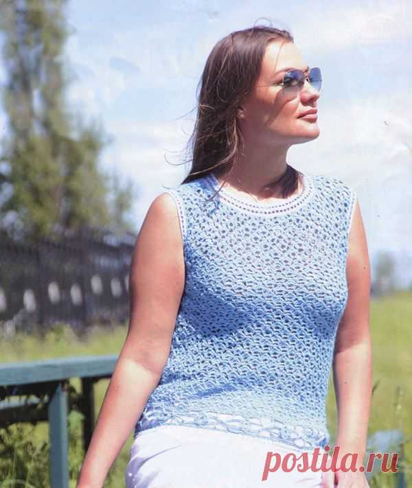 Голубой ажурный топ ~ HandMadiya.com