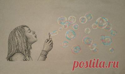 схема для вышивки блекворк Мыльные пузыри