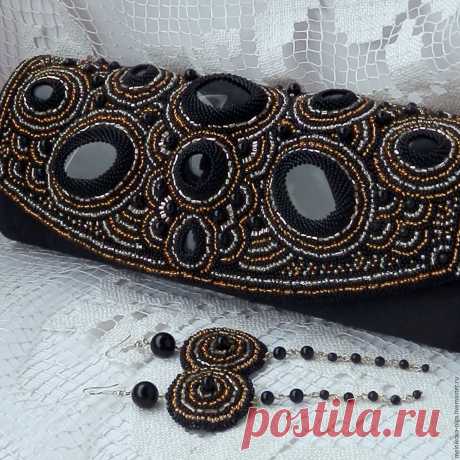 Купить Клатч из бисера "Eleganza" КОД: 50088 - черный, клатч из бисера, клатч ручной работы
