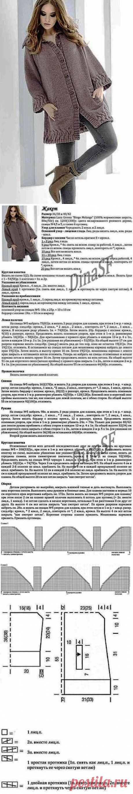 Схема вязания жакета спицами | Схемы вязания