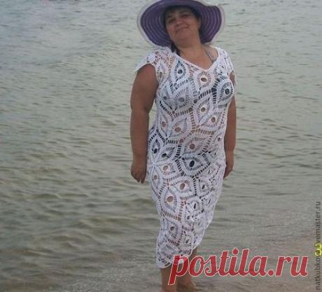 Купить Платье вязаное &quot;Белая лилия&quot; - белый, однотонный, летнее платье, ручная работа