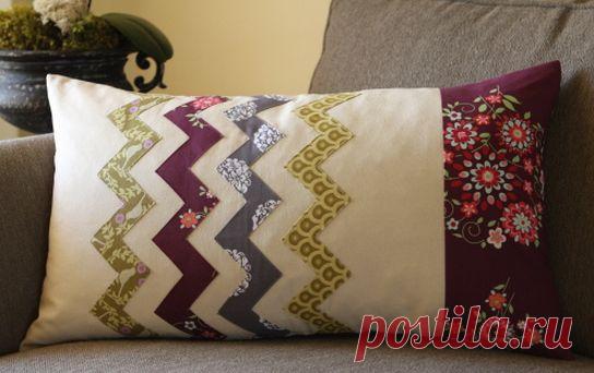 ПОДУШКА "ЗИГ-ЗАГ" МК. На первый взгляд - работы много, но посмотрев МК я поразилась, насколько прост процесс изготовления.