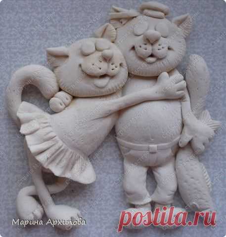 Картина панно рисунок Лепка Ну как без котиков? Тесто соленое фото 2