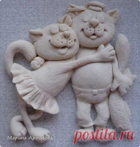 Картина панно рисунок Лепка Ну как без котиков? Тесто соленое фото 2
