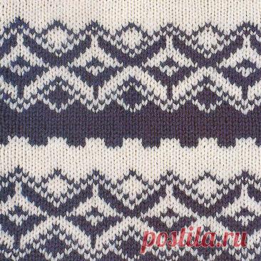 Узор № 109 - жаккардовый контрастный орнамент. Схему вязания и условные обозначения вы сможете увидеть на сайте.
