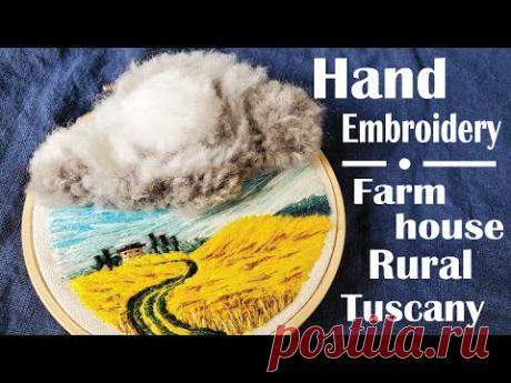 Hand Embroidery Hoop Art: Farmhouse in Rural Tuscany