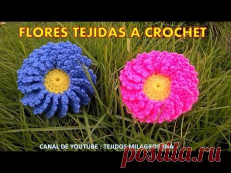 Flor # 8 tejida a gancho fácil y rápido