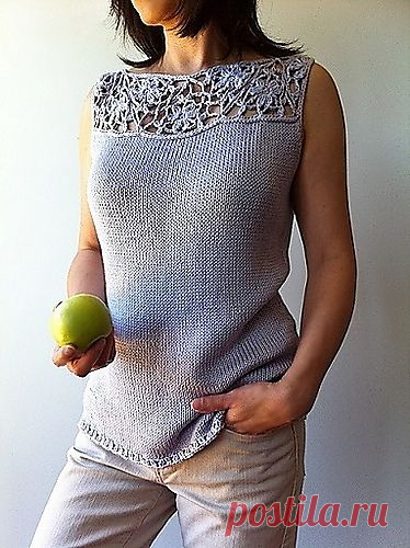 Ravelry: Vivian - floral lace-top shell pattern by Vicky Chan