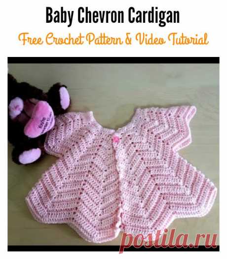 Baby Chevron Cardigan Free Crochet Pattern and Video Tutorial