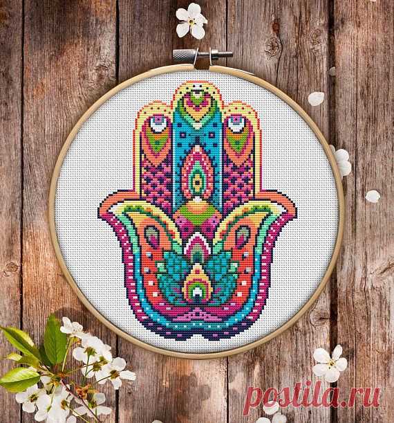 This is modern cross-stitch pattern of Mandala Hand for instant download. You will get 7-pages PDF file, which includes: - main picture for your reference; - colorful scheme for cross-stitch; - list of DMC thread colors (instruction and key section); - list of calculated thread 8.36x6.34 £3.61