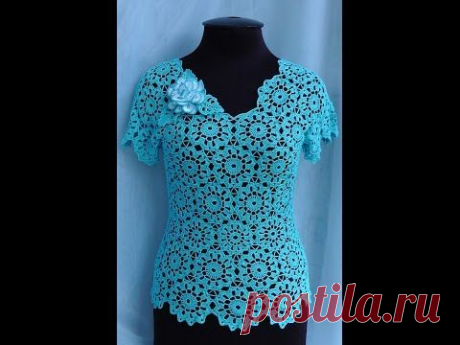 Вязание блузки из мотивов.Кофточка из мотивов крючком.Как вязать из мотивов. ЧАСТЬ 3 Сrochet blouse - YouTube