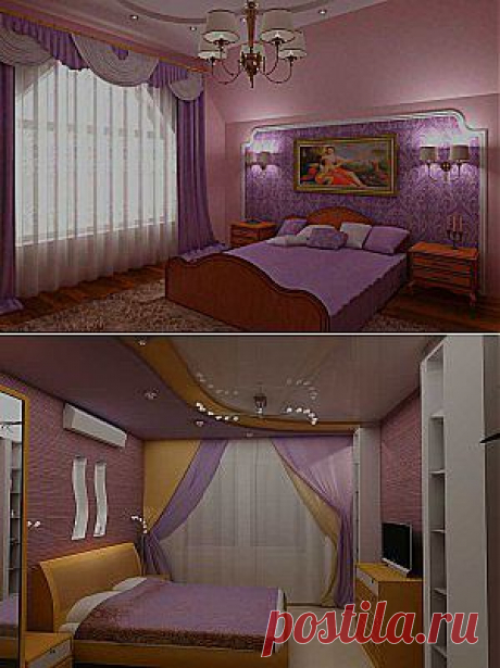 Уникальная спальня в сиреневых тонах