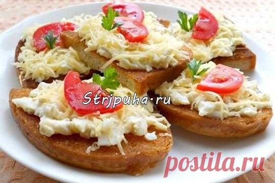 Чесночные гренки с яйцом и сыром — Домашняя кулинария