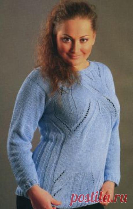 Серебристо-голубой пуловер. Большая одежда. Узелок.ру