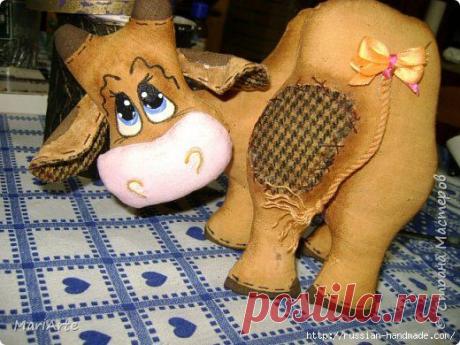 Шитье кофейных игрушек. Смешная КОРОВА