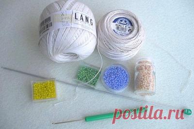 Тунисское вязание с бисером от Натальи Шютц