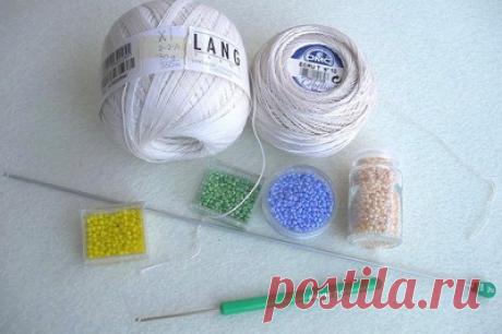 Тунисское вязание с бисером от Натальи Шютц