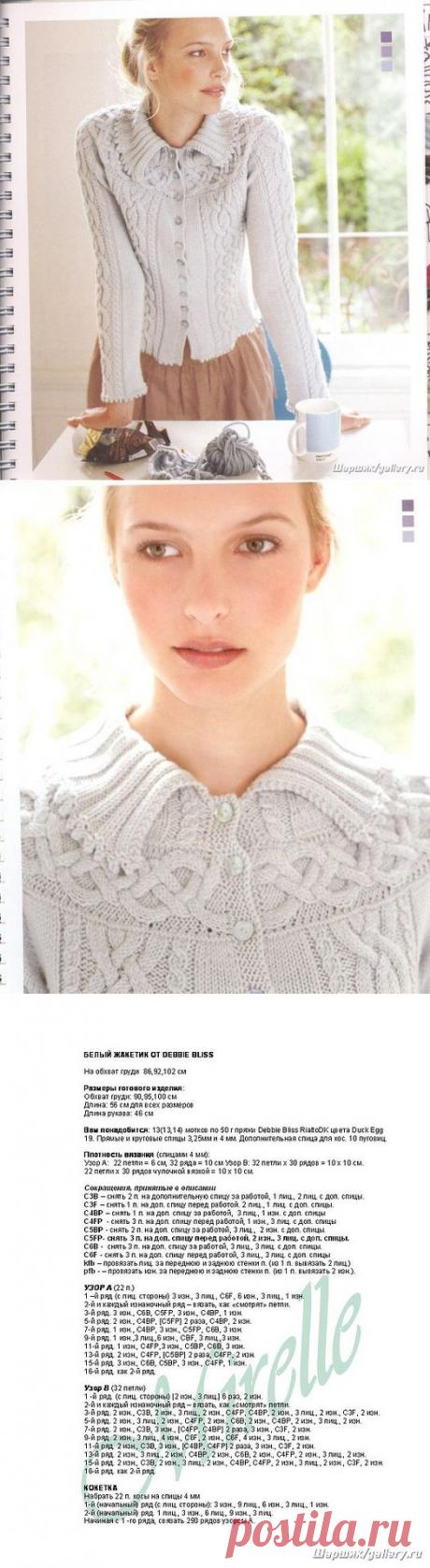 жакет с аранами от DEBBIE BLISS спицами