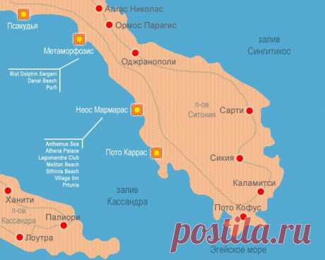 Карта полуострова Ситония