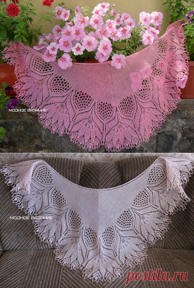 Шаль *Нарцисс* спицами - Модное вязание