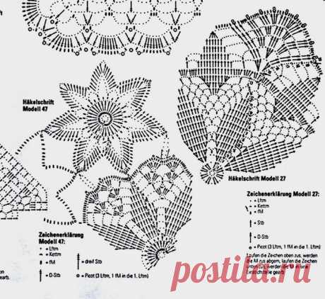 Кружевные салфетки крючком.Схемы.