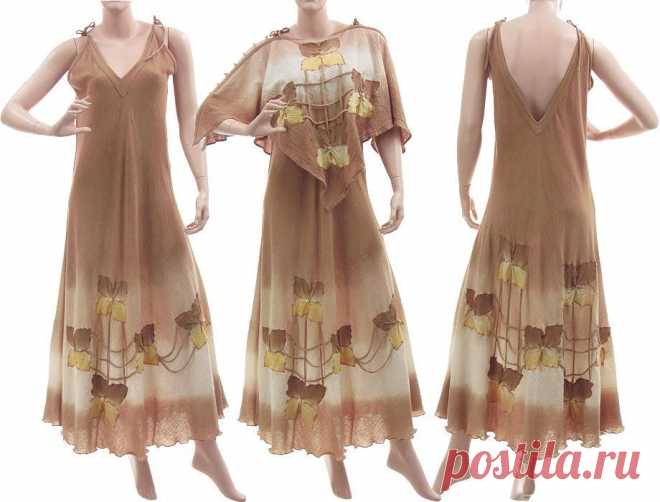 Artsy рука окрашенные Boho макси платье с треугольной верхней по classydress