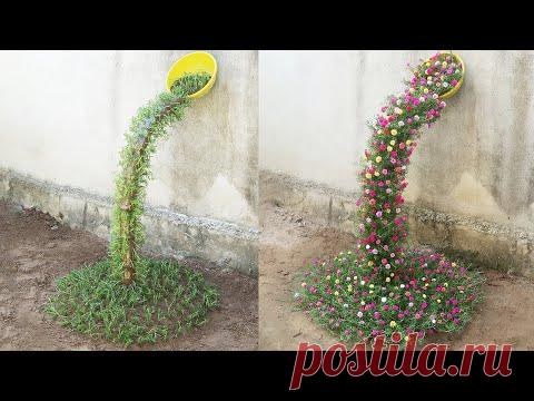 Красивая портулака (моховой роуз) посадка водопада идеи сада для небольших садов