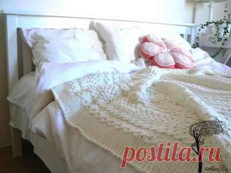 Плед спицами. Подборка из 17 схем вязаных пледов с описанием на knitka.ru. Бесплатно., Вязание для дома