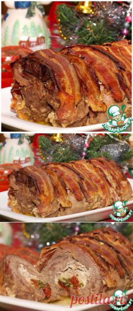 Сочный рулет с вялеными помидорами и сыром - кулинарный рецепт
