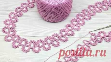 Очень простое ЛЕНТОЧНОЕ КРУЖЕВО вязание крючком мастер-класс How to CROCHET EASY and SIMPLE Tutorial
