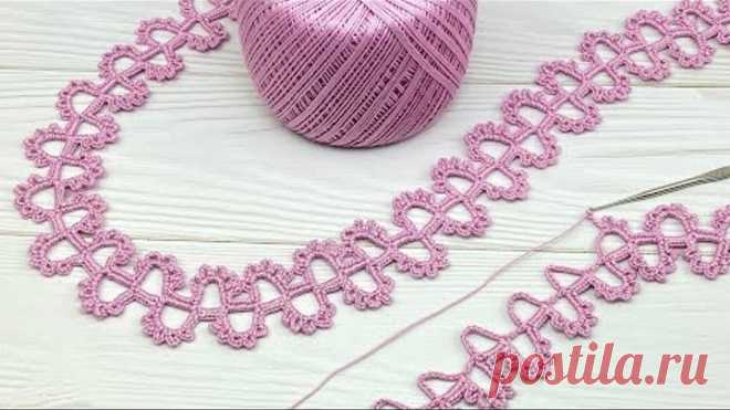 Очень простое ЛЕНТОЧНОЕ КРУЖЕВО вязание крючком мастер-класс How to CROCHET EASY and SIMPLE Tutorial