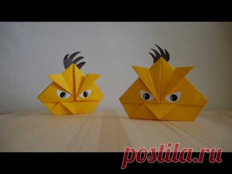 Оригами. Как сделать птицу из игры Angry Birds (видео урок) - YouTube