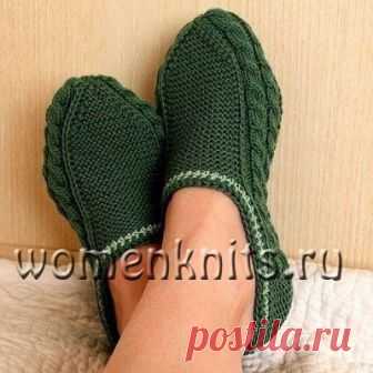 Оригинальные тапочки спицами