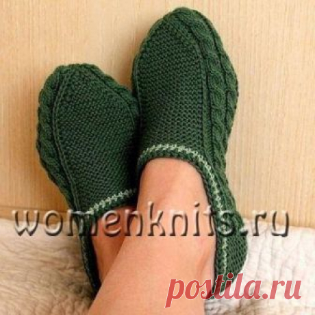 Оригинальные тапочки спицами