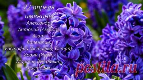 Именины 27 апреля ⋆ Именины 27 апреля. Кто празднует День Ангела 27 апреля. Кто празднует именины 27 апреля. Александр, Антоний (Антон), Азат, Валентин, Евстафий (Астафий, Остап), Иоанн (Иван), Мартин (Мартын), Христофор.