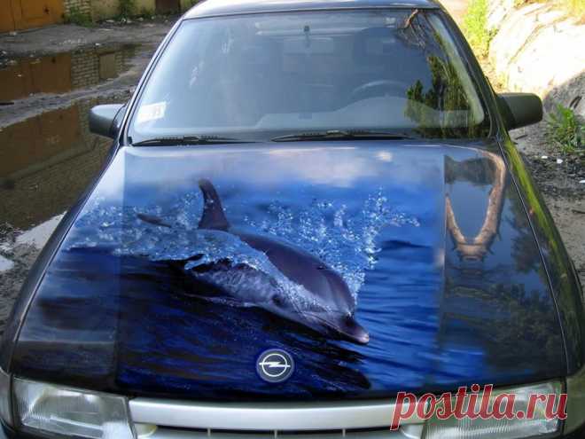 АЭРОГРАФИЯ. OPEL VECTRA.  ДЕЛЬФИНЫ