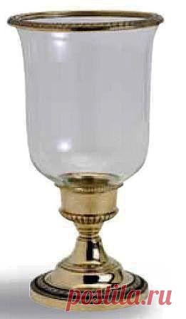 Подсвечник, стекло, 16х31см , Stilars (интерьерные аксессуары), Аксессуары из блестящей латуни, Канделябры - подсвечники