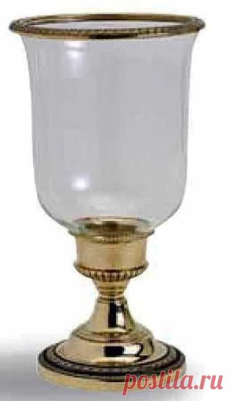 Подсвечник, стекло, 16х31см , Stilars (интерьерные аксессуары), Аксессуары из блестящей латуни, Канделябры - подсвечники