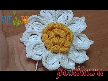 Вязание цветка с желтой серединкой Урок 31 Как связать цветок крючком - YouTube